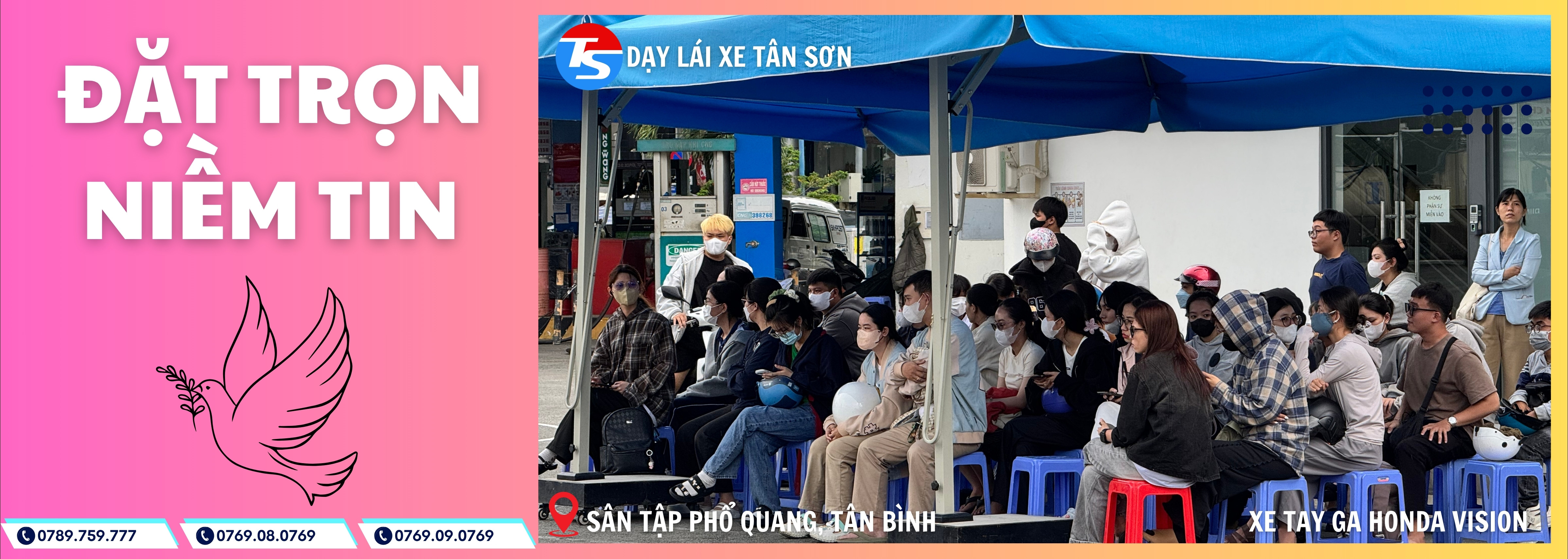 Sân tập lái mô tô hạng A trường Tân Sơn quận 12